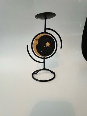 Celeste Black and Gold Moon & Star Candle Holder